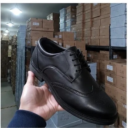 کفش مجلسی مردانه مدل بروژ بندی رویه چرم بیاله زیره PVC