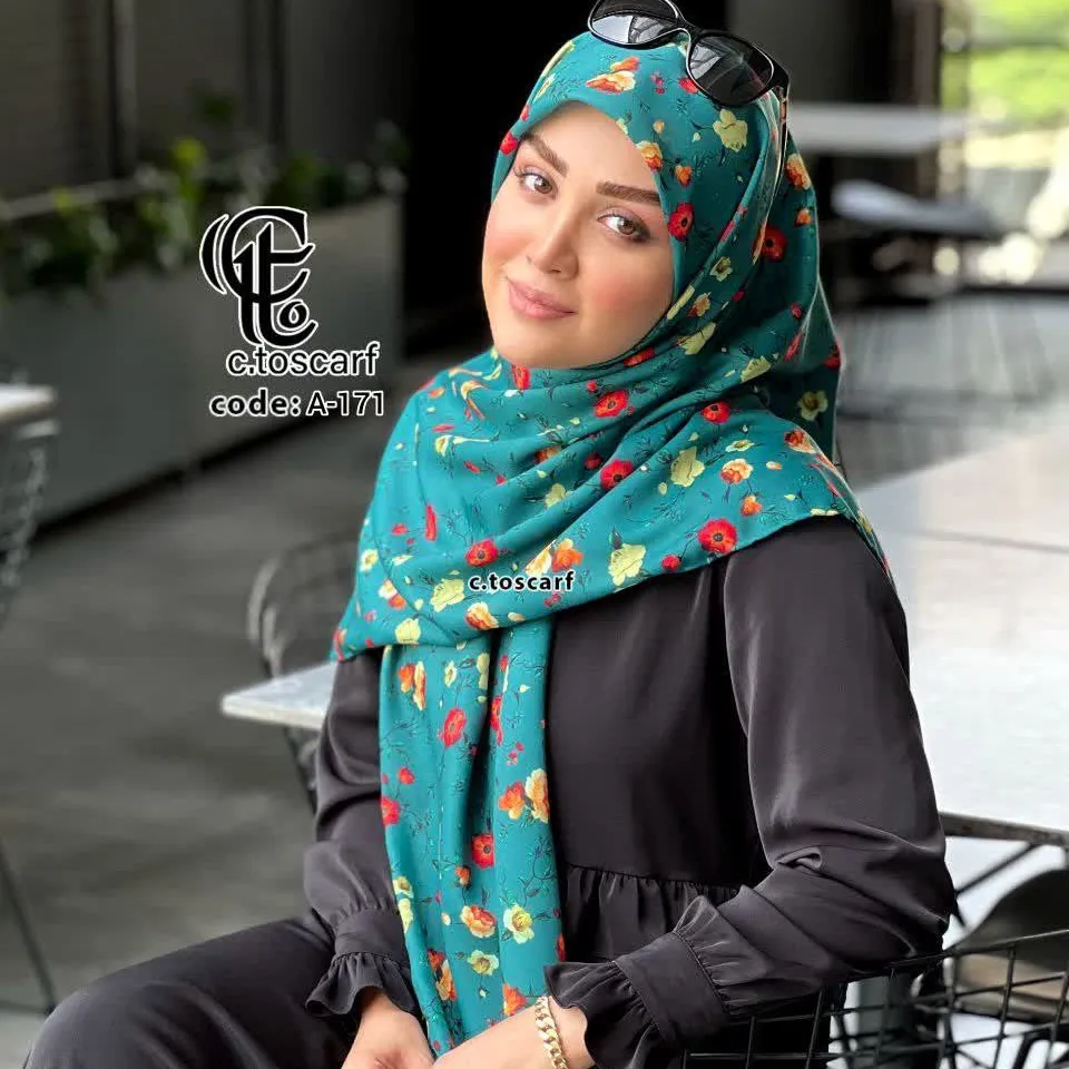 روسری نخ کاستوم سیتو طرح رزایه قواره بزرگ 140 سانتی متری