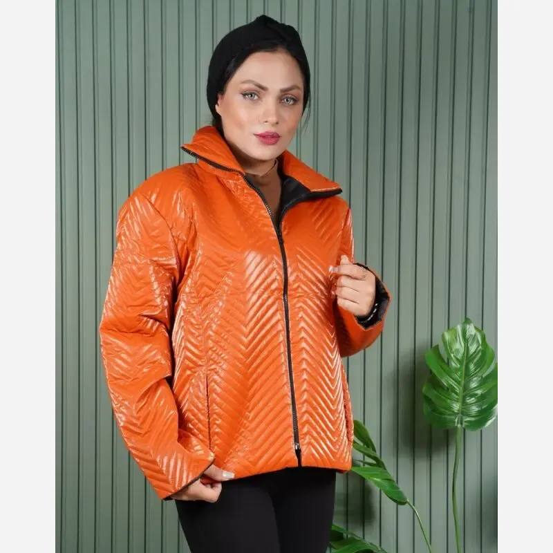 کاپشن ورنی سیلیکونی آب گریز زنانه زمستانی مشکی
