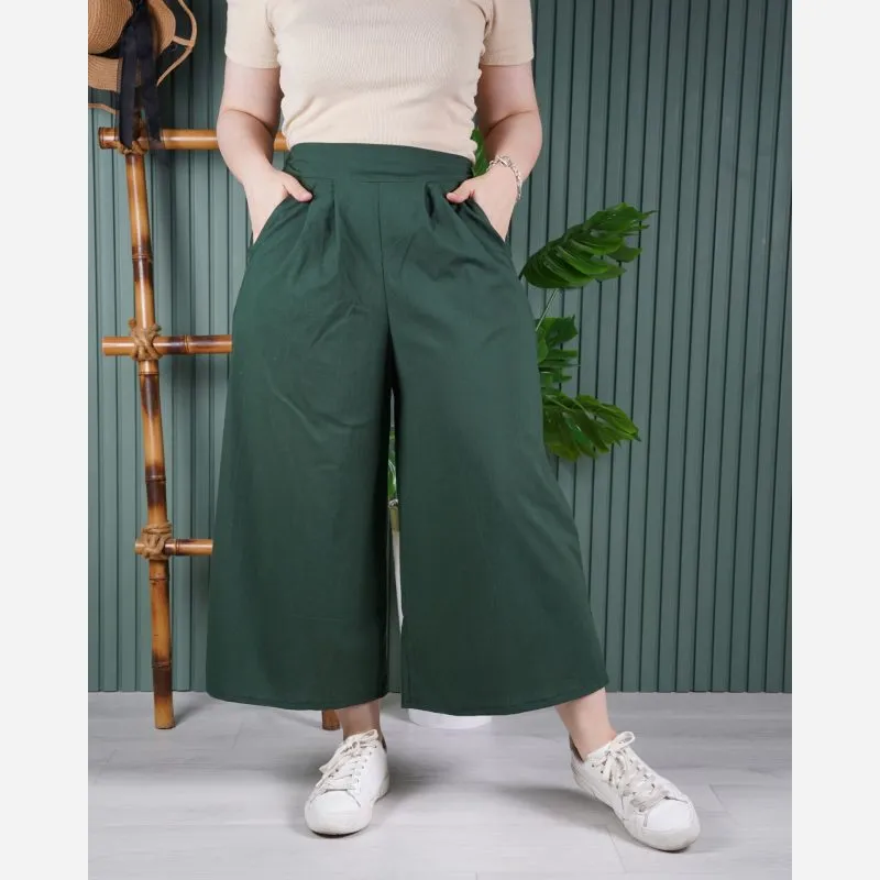 شلوار واید زنانه نخ لنین کاغذی فری سایز