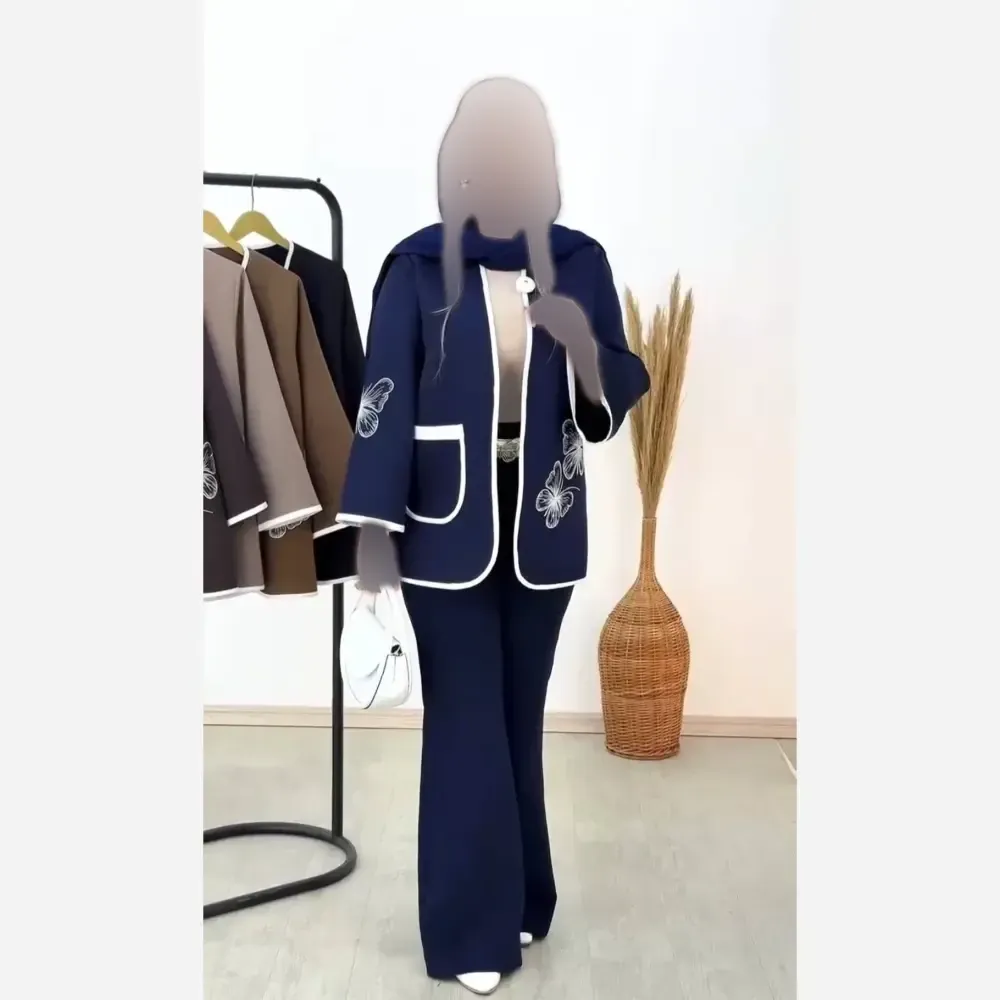ست مانتو شلوار مازراتی مدل ستاره رنگ بندی متنوع سایز یک و دو