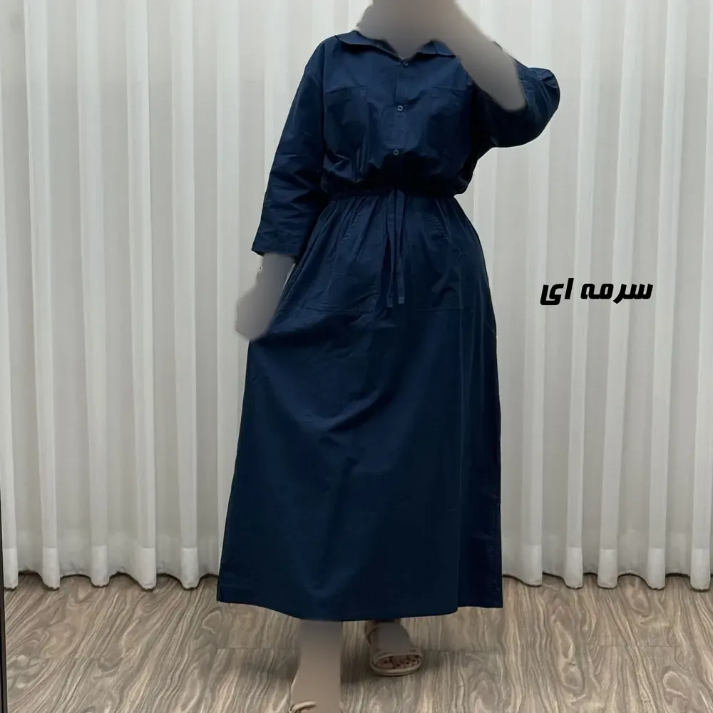 مانتو دانشجویی نخی مدل بویان کد Sh2035 فری سایز دکمه دار