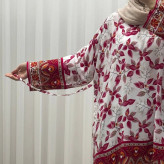 تونیک نخی فری سایز تا 52 حاشیه دار کمربنددار چهارفصل زنانه و دخترانه کد 1455