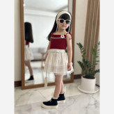 ست تاپ و دامن دخترانه جنس نخ پنبه و کراش مناسب 2 تا 7 سال