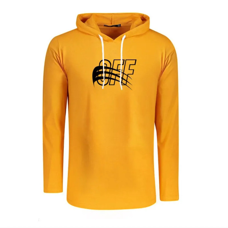 تیشرت کلاه دار آستین بلند مردانه طرح off مدل h 9688 سه رنگ مشکی سفید زرد