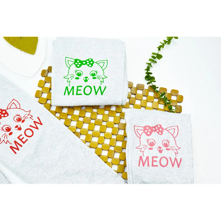 شلوار دخترانه ملانج طرح گربه مدل جاگر کمر کشی و دم پا کش