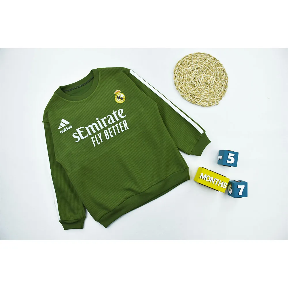 بلوز پسرانه طرح رئال مادرید جنس پنبه اسپان کبریتی مناسب پاییز و زمستان