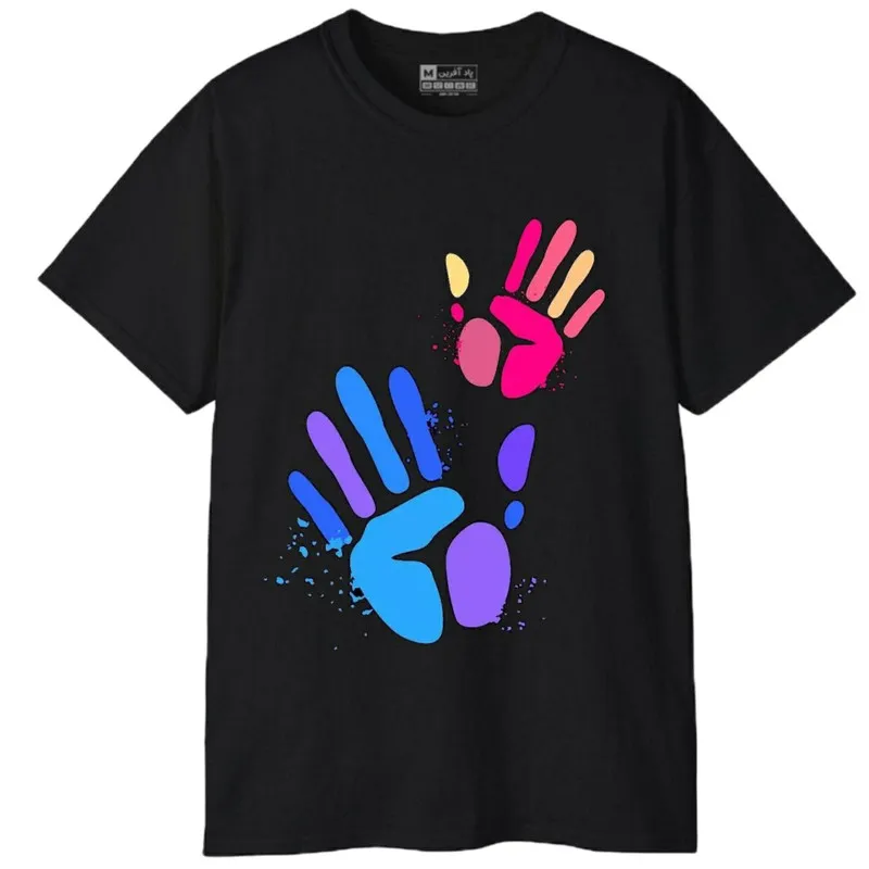 تی شرت آستین کوتاه مردانه پاد آفرین مدل دست کد 68 طرح چاپ