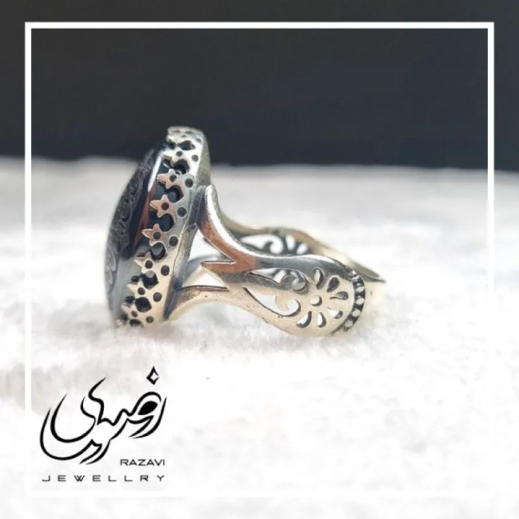 انگشتر حدید صینی مردانه طرح نیزه