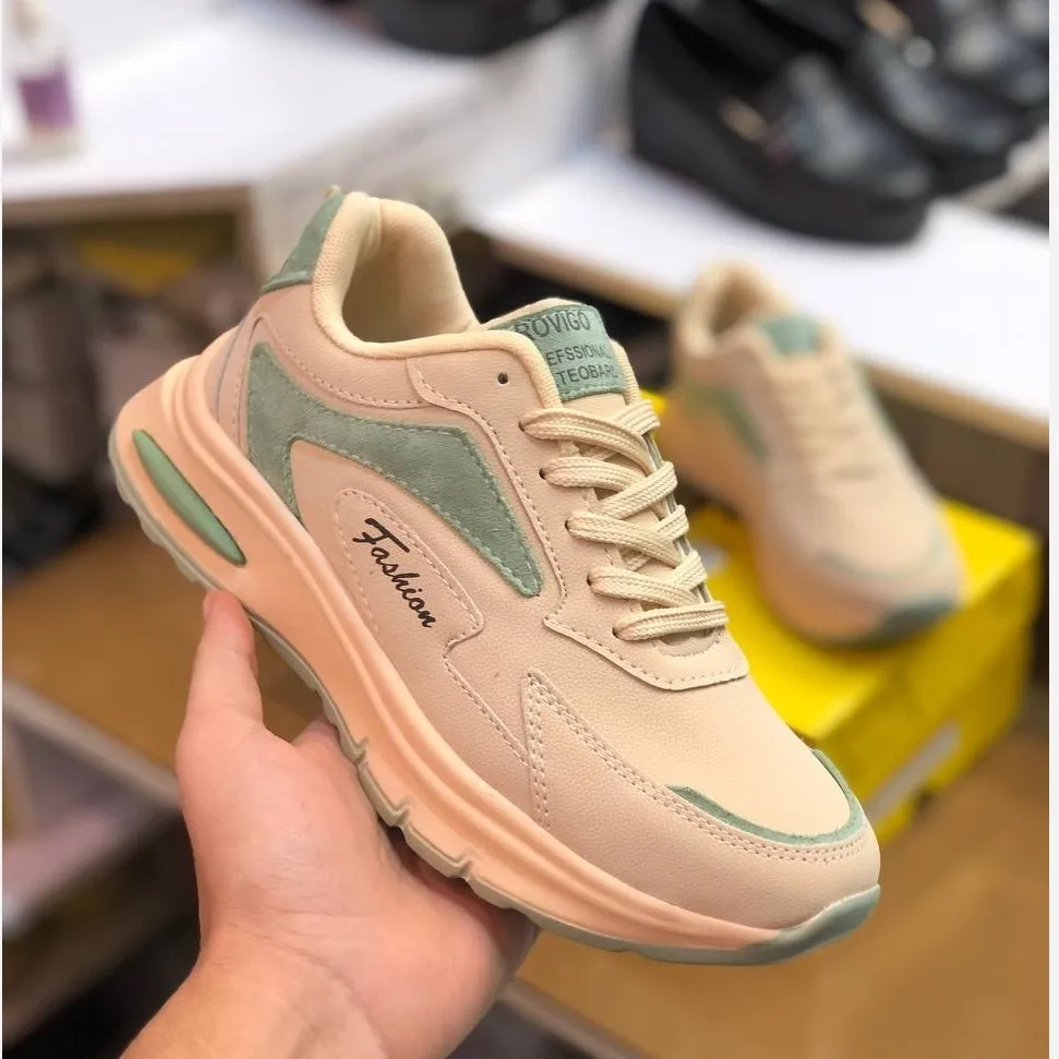 کفش چرم زنانه مدل رامینگو کرم سبز