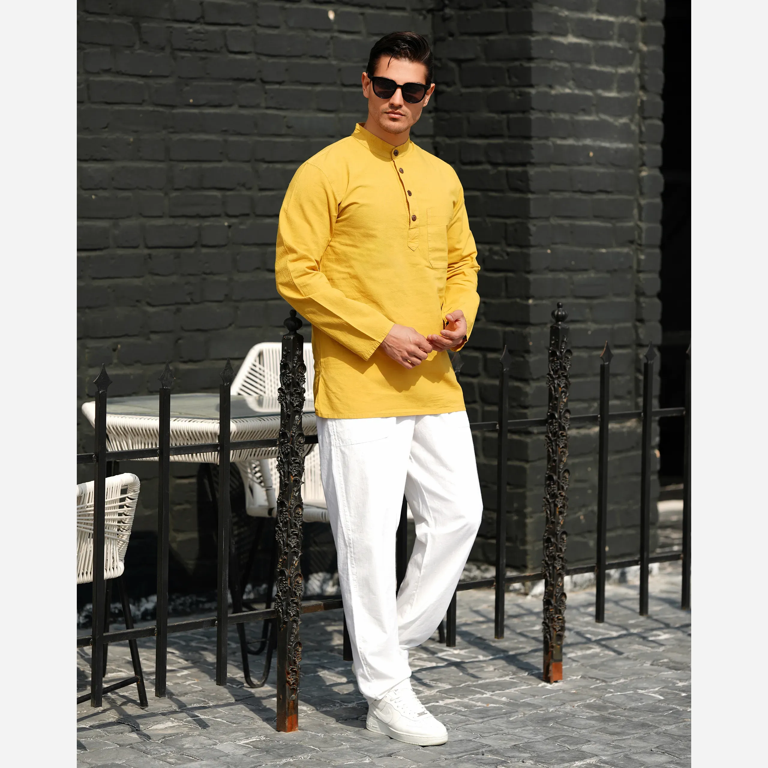 شلوار مردانه الیاف طبیعی مدل سهند رنگ سفید 100 درصد پنبه