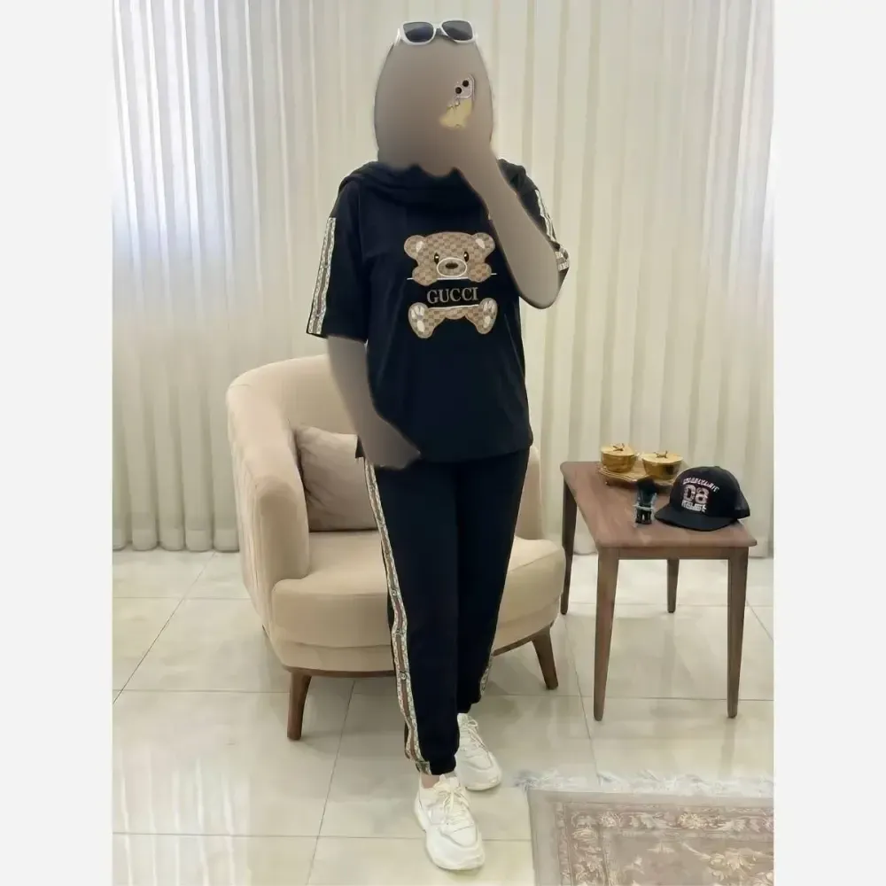 تیشرت تک زنانه مهیاس جنس پنبه گلکسی رنگ مشکی سایز فری 38 تا 46