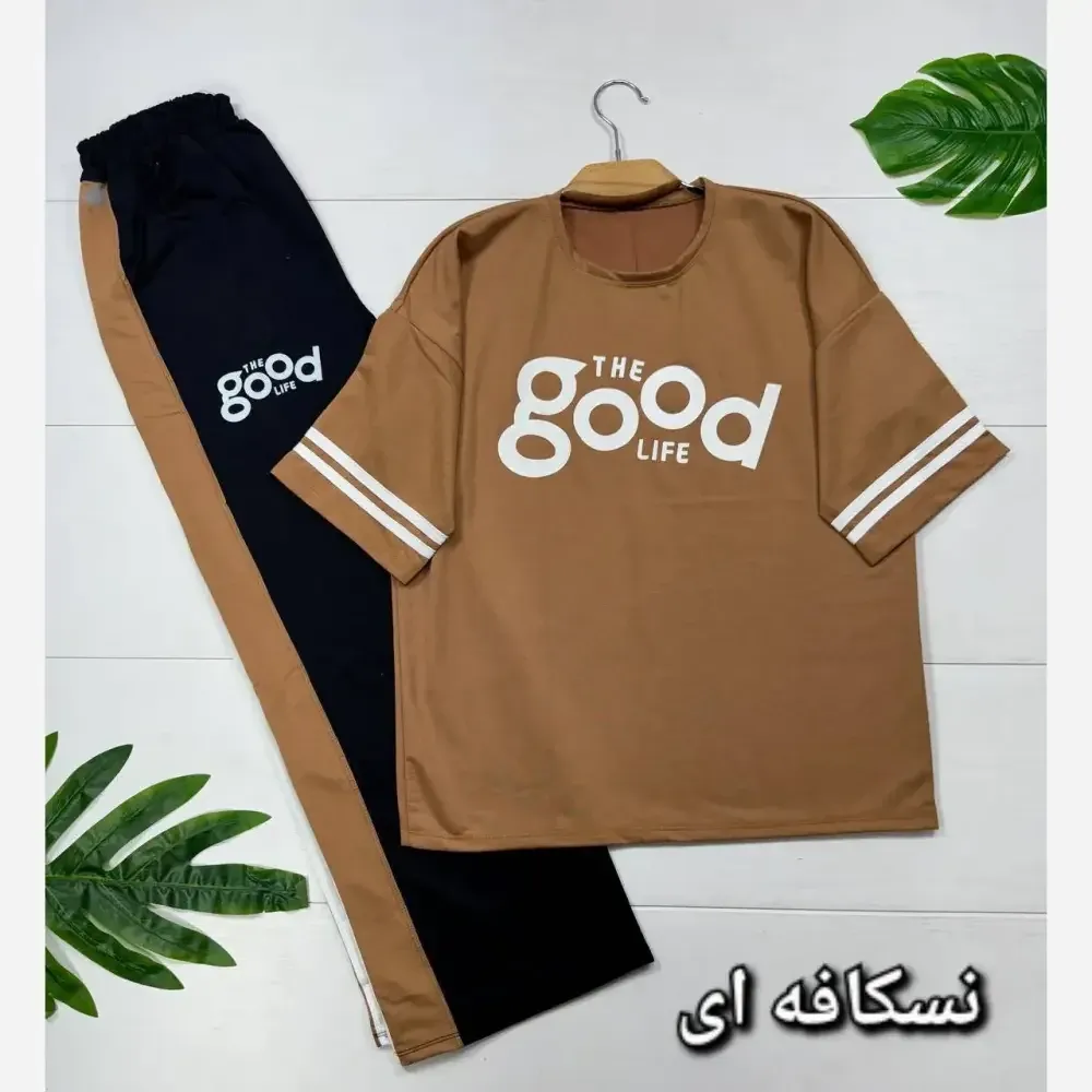 ست تیشرت و شلوار پنبه گلکسی زنانه سایز فری 38 تا 46