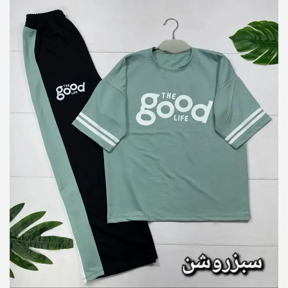 ست تیشرت و شلوار پنبه گلکسی زنانه سایز فری 38 تا 46