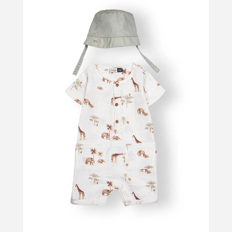 رامپر پسرانه با کلاه طرح ماسای