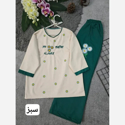 ست تیشرت و شلوار مدل ترلان جنس پنبه لاکرا فری سایز