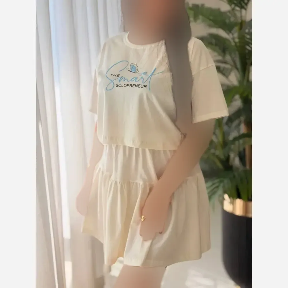 ست ست کراپ و دامن پنبه درجه یک مدل ساشا فری سایز