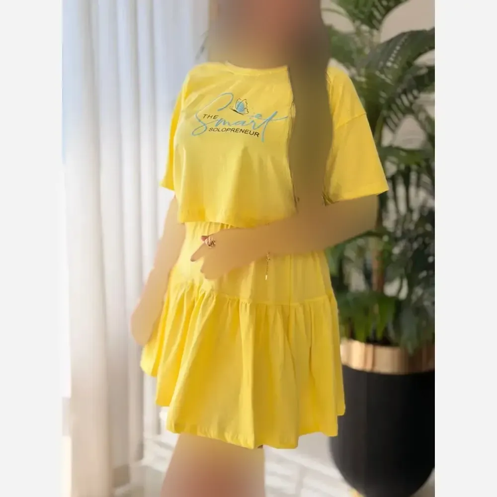 ست ست کراپ و دامن پنبه درجه یک مدل ساشا فری سایز