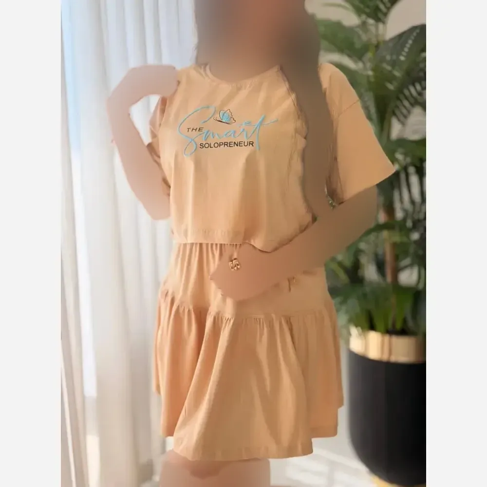 ست ست کراپ و دامن پنبه درجه یک مدل ساشا فری سایز
