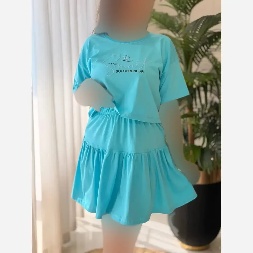 ست ست کراپ و دامن پنبه درجه یک مدل ساشا فری سایز