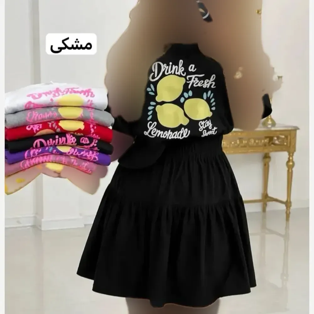 ست کراپ و دامن نخی پنبه درجه یک زنانه فری سایز