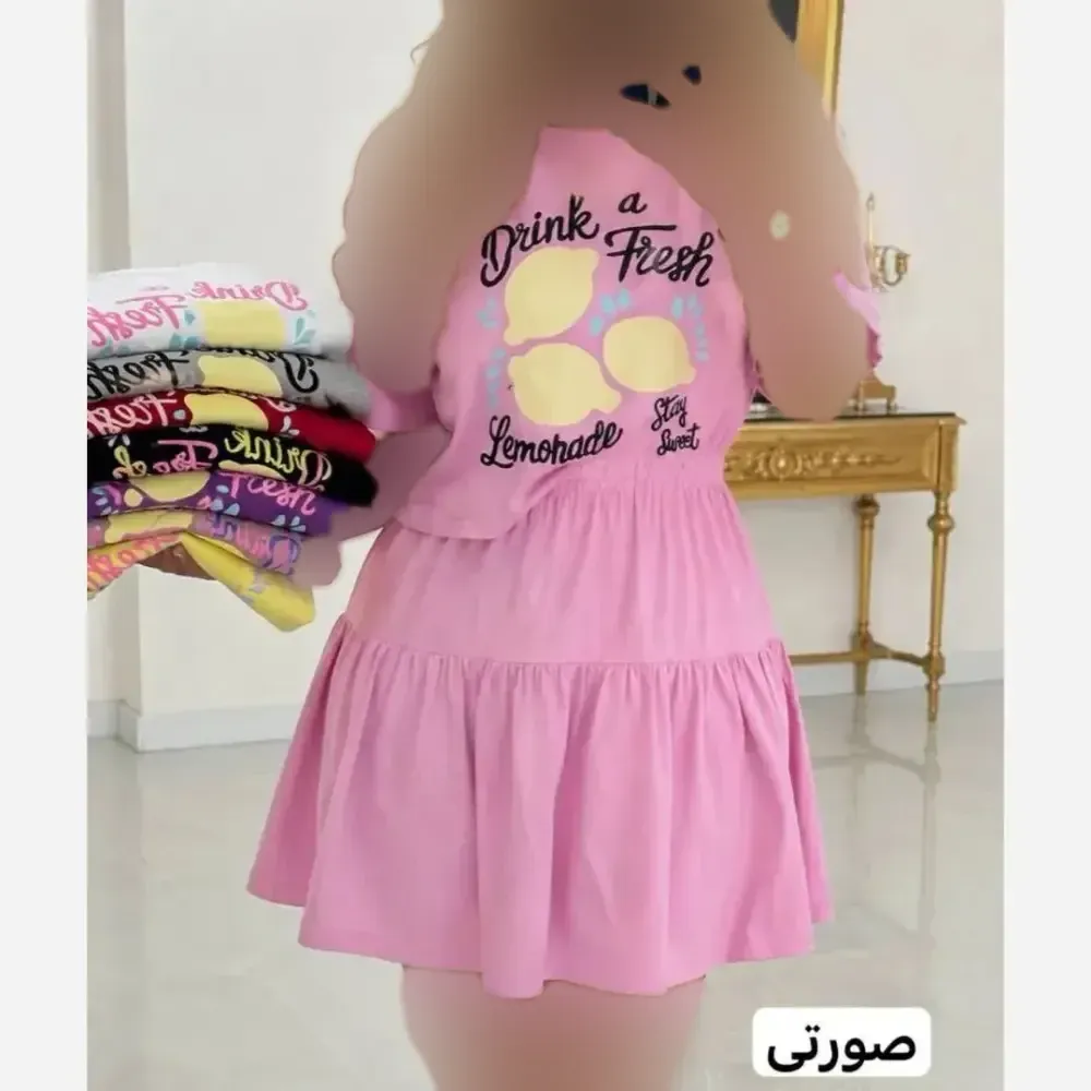 ست کراپ و دامن نخی پنبه درجه یک زنانه فری سایز