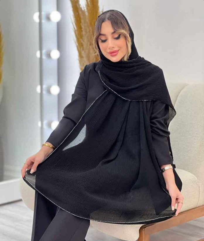 شال پلیسه لبه لمه دوزی کلاسیک مشکی کرم موکا زیتونی نسکافه ای