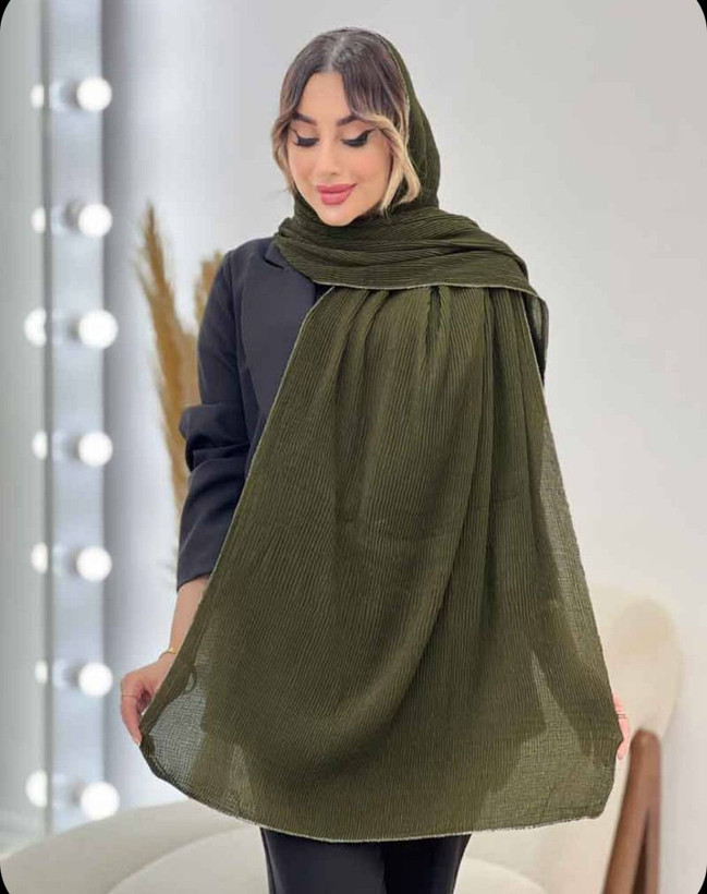 شال پلیسه لبه لمه دوزی کلاسیک مشکی کرم موکا زیتونی نسکافه ای
