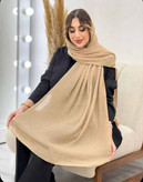 شال پلیسه لبه لمه دوزی کلاسیک مشکی کرم موکا زیتونی نسکافه ای