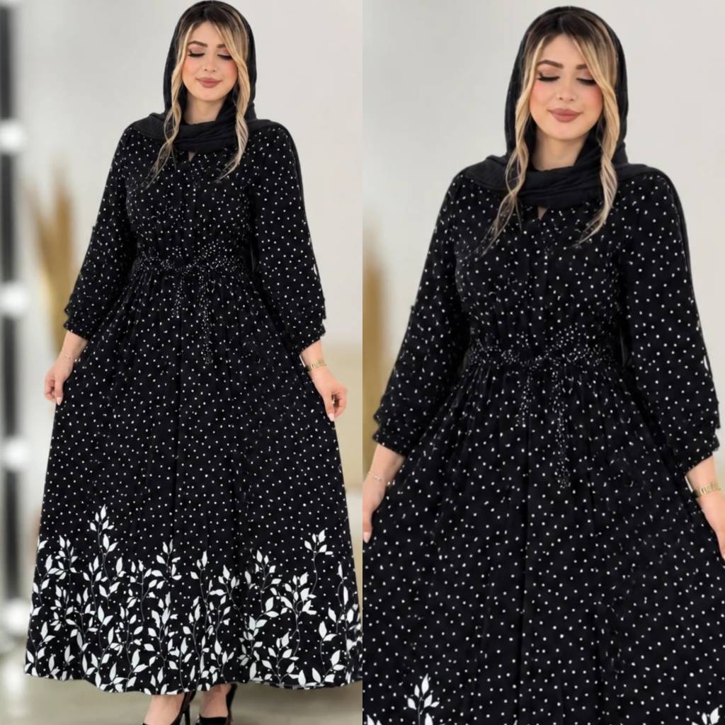 پیراهن زنانه مدل کتایون جنس بوگاتی رنگ مشکی سایز فری سایز