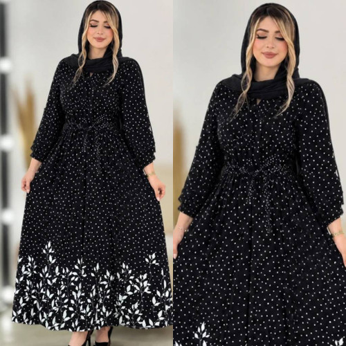پیراهن زنانه مدل کتایون جنس بوگاتی رنگ مشکی سایز فری سایز