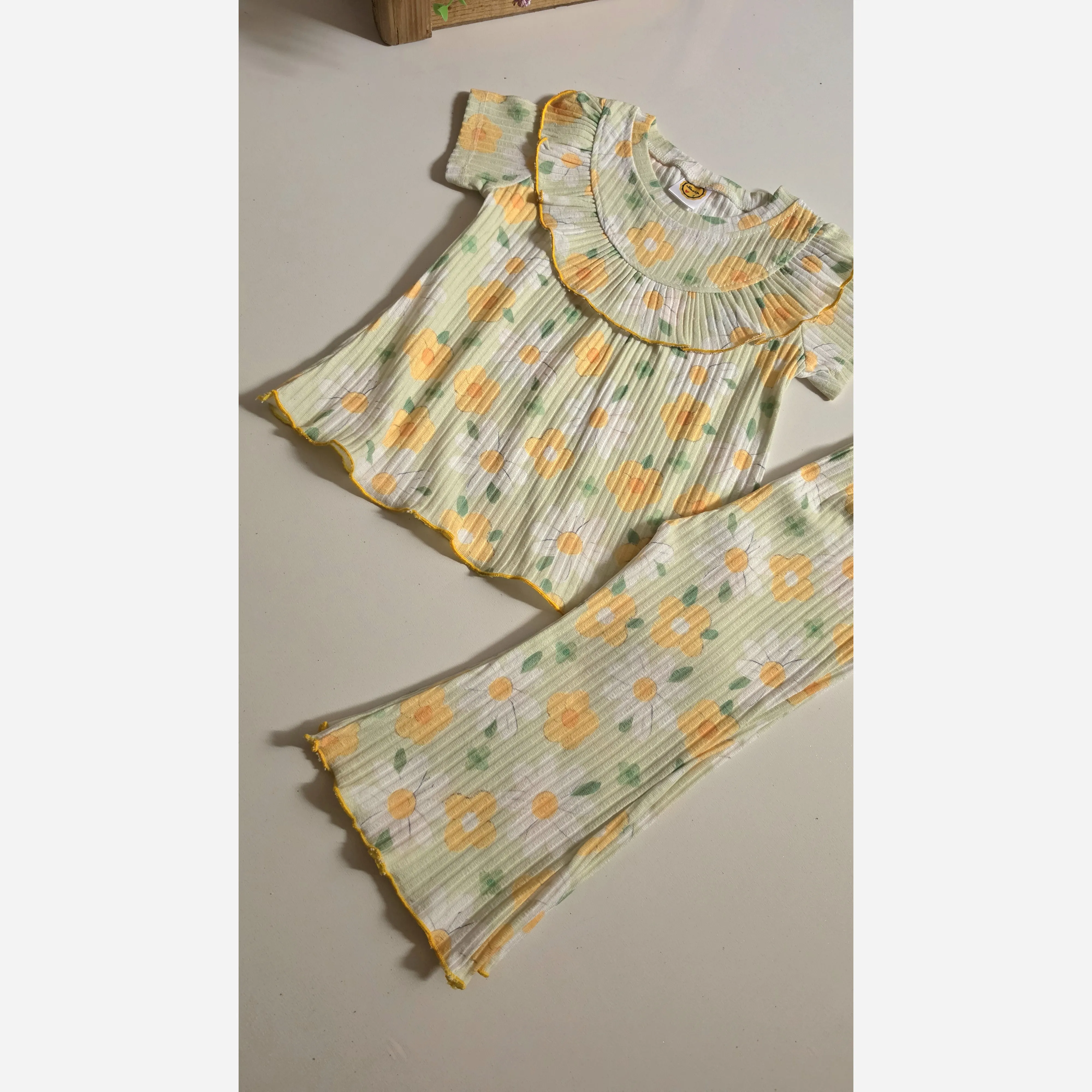 ست بلوز شلوار راحتی دخترانه طرح دار خنک تابستانی 1 تا 12 سال
