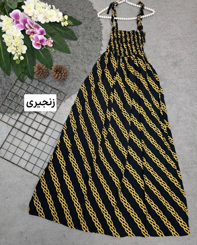 پیراهن نخی زنانه مدل اطلس کش دوزی شده فری سایز