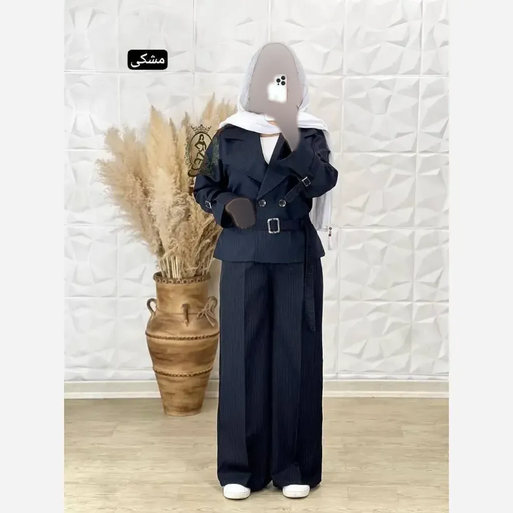 ست زنانه شیک مدل ایسان دیپلمات اعلا فری سایز سورمه طوسی مشکی