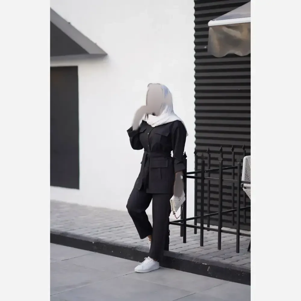 مدل لیلا ست شلوار و شومیز مکانیک درجه یک فری سایز رنگ مشکی و طوسی
