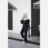 مدل لیلا ست شلوار و شومیز مکانیک درجه یک فری سایز رنگ مشکی و طوسی
