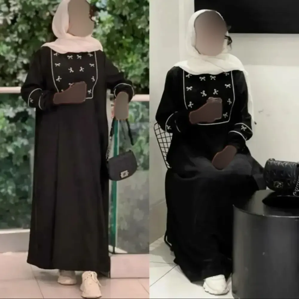 عبا پاپیون کرپ کادنزا اعلا فری سایز زنانه مشکی تنخور عالی شیک مناسب 36 تا 50