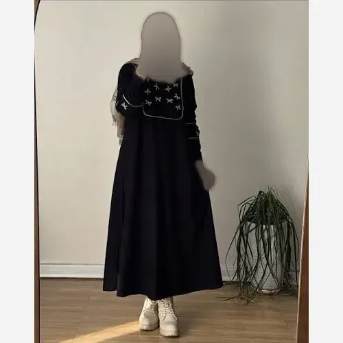عبا پاپیون کرپ کادنزا اعلا فری سایز زنانه مشکی تنخور عالی شیک مناسب 36 تا 50