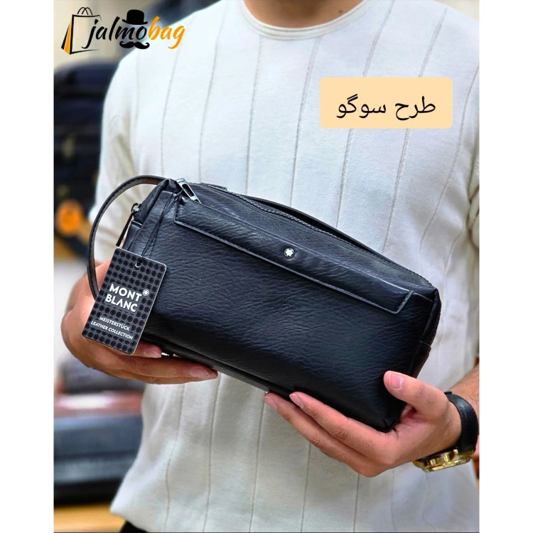 کیف دستی مردانه مونت بلانک چرم دوحالته چهار زیپ مدل دبل فیس