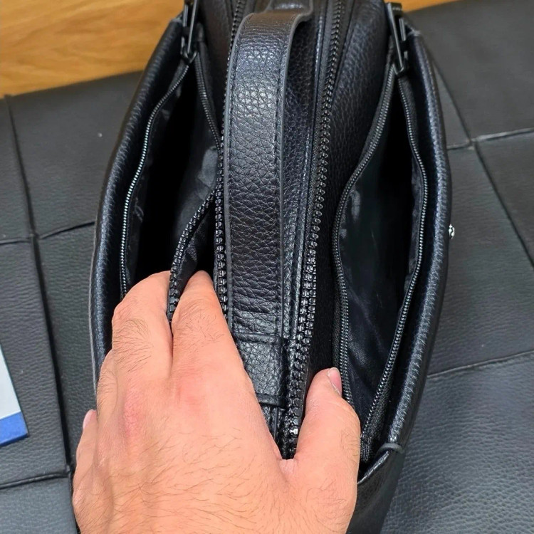 کیف دستی مردانه مونت بلانک چرم دوحالته چهار زیپ مدل دبل فیس
