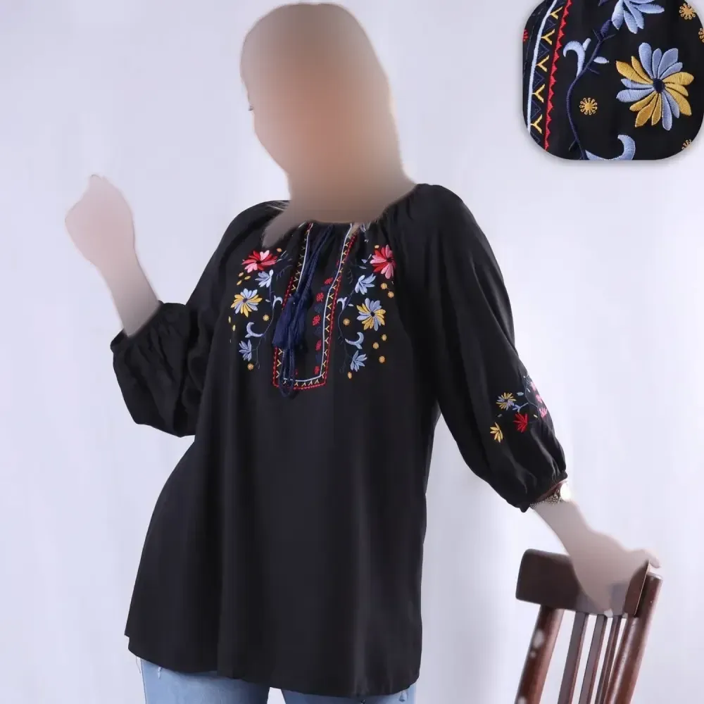 شومیز گلدوزی مارال جنس شانتون فری سایز