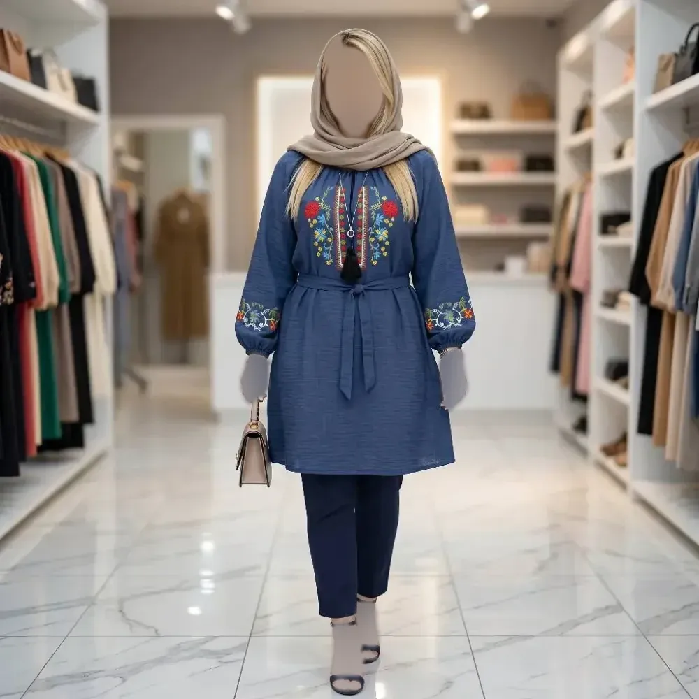 شومیز گلدوزی مارال جنس شانتون فری سایز