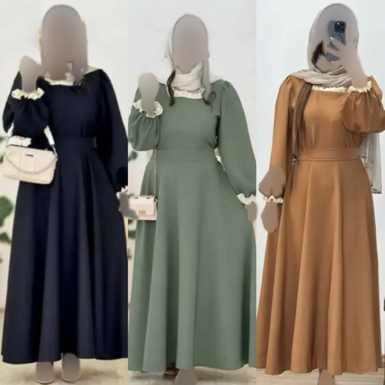 پیراهن زنانه مدل دریا جنس شانتون سوفیا رنگ سبز یشمی فری سایز