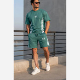 ست تیشرت شلوارک بیسکوییتی طرح UNDER ARMOUR نواردوزی شده