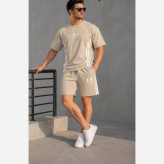 ست تیشرت شلوارک بیسکوییتی طرح UNDER ARMOUR نواردوزی شده