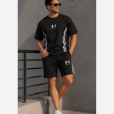 ست تیشرت شلوارک بیسکوییتی طرح UNDER ARMOUR نواردوزی شده