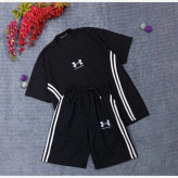 ست تیشرت شلوارک بیسکوییتی طرح UNDER ARMOUR نواردوزی شده