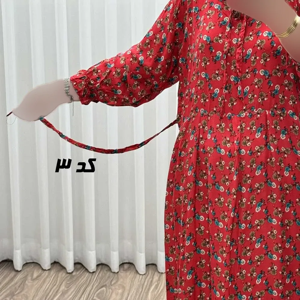 پیراهن ساحلی زنانه نخی فری سایز تا 48 کمربنددار چهارفصل شیک و راحت بدون سایه اندازی