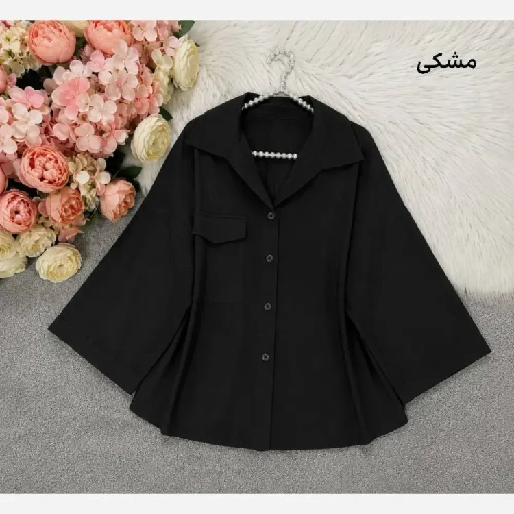 شومیز باکسی لینن درجه یک مشکی فری سایز تا 48