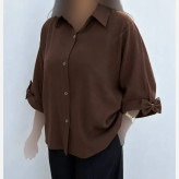 شومیز باکسی لینن درجه یک زنانه رنگ مشکی و سبز پسته ای فری سایز